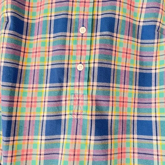 Vineyard Vines Shirt Womens Plaid Adj Long Sleeve Sz 8 Tunic Preppy Logo - Picture 4 of 13